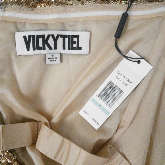 Vintage 90s SM Ruched Sequin Mini Party Dress Gold - Picture 10 of 16